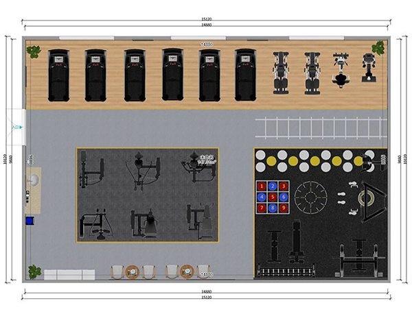 120平方健身房配置方案-广西今年会jinnianhui体育健身器材有限公司